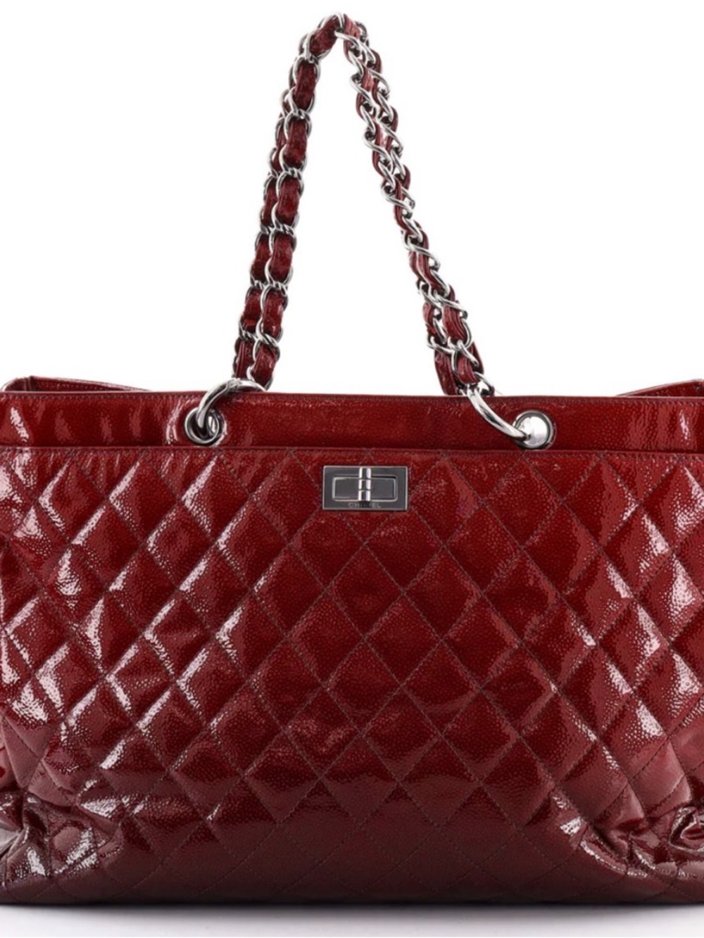 Chanel Diamond Shine Tote Quilted Patent Caviar Large